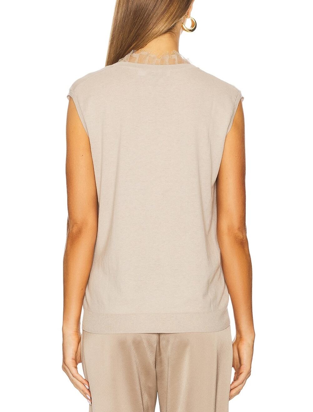 Iro Lightweight Tan Jayda Sleeveless Knit Top Size M